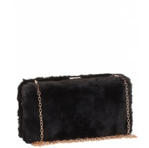 NEW - Black Fur Clutch Bag